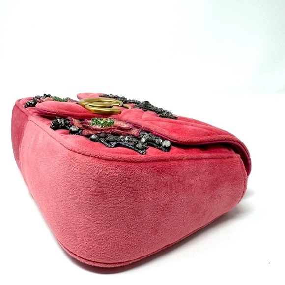 Gucci GG Marmont Fuchsia Velvet Embellished Crossbody Bag – Rare Limited Edition - Picture 15 of 16